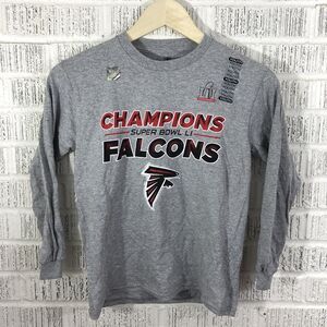 NEW Uncirculated Atlanta Falcons Super Bowl Champions NFL LS shirt Youth L Grey